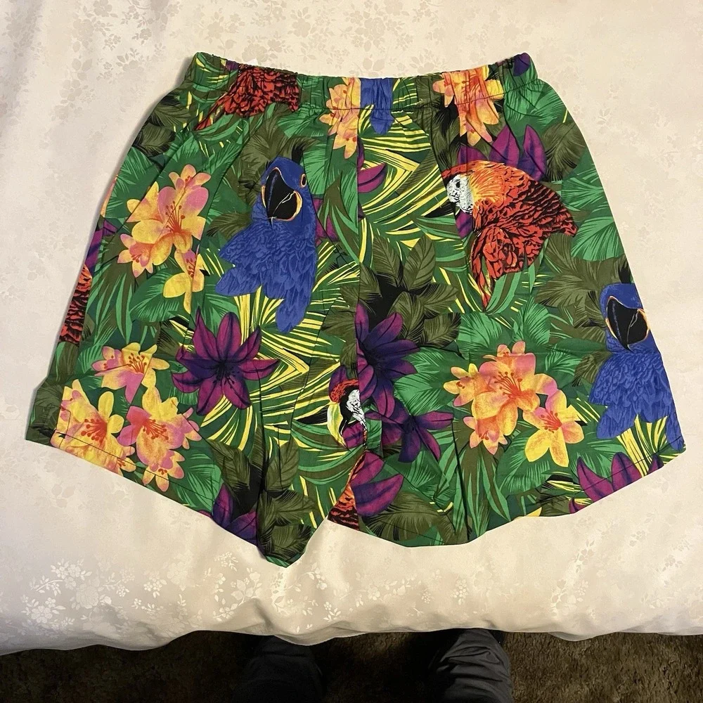 NOS Vintage Max Boxxer Yo Wear Jungle Parrot Boxer Style Shorts Unisex 90s L USA